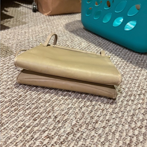 Vintage Judith Leiber for Bonwit Teller Double-Gusset Frame Bag — Taupe Leather - Picture 10 of 16